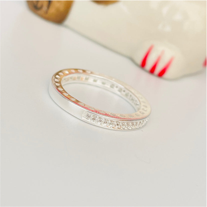 WP31 Anillo Medio Cintillo Circones Corazones calados laterales Ancho 2 mm Espesor 3 mm Anillo Baño Plata Anillos Bañados en Oro y Plata hecho de Bronce Bañado en Plata 50 ml Joyas Bañadas en Plata