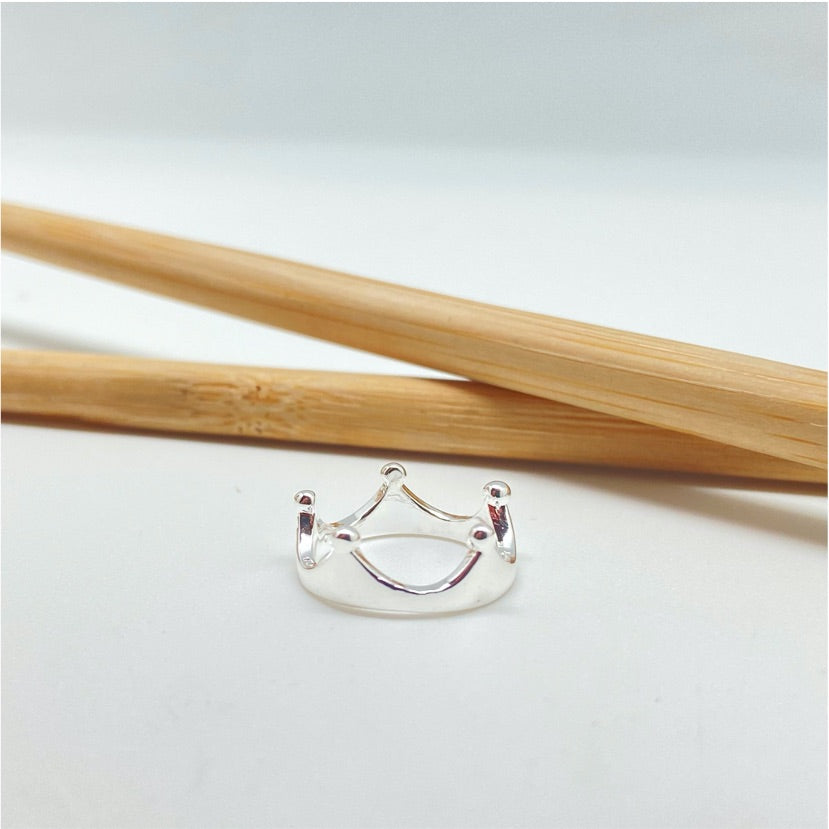 WP45 Anillo Falange Corona Ancho Mayor 6 mm Espesor argolla 1 mm Anillo Baño Plata Anillos Bañados hecho de Bronce Bañado en Plata 50 ml Joyas Bañadas en Plata