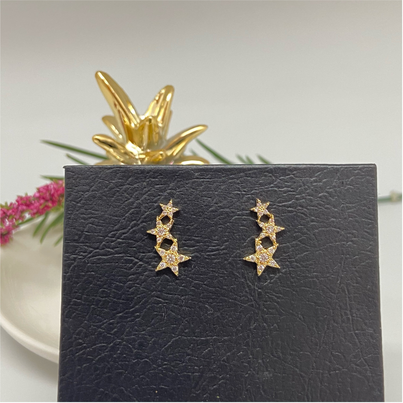 XO106 Aro Estrella Trepadora Circones Aro Baño Oro Aros Bañados en Oro y Plata hecho de Bronce Bañado en Oro 18K