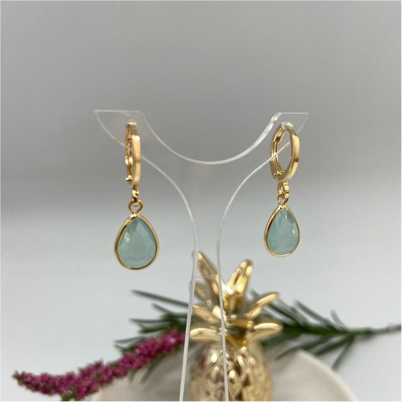 XO108 Aro Argolla Turquesa Aro Baño Oro Aros Bañados hecho de Bronce Bañado en Oro 18K Joyas Bañadas en Oro