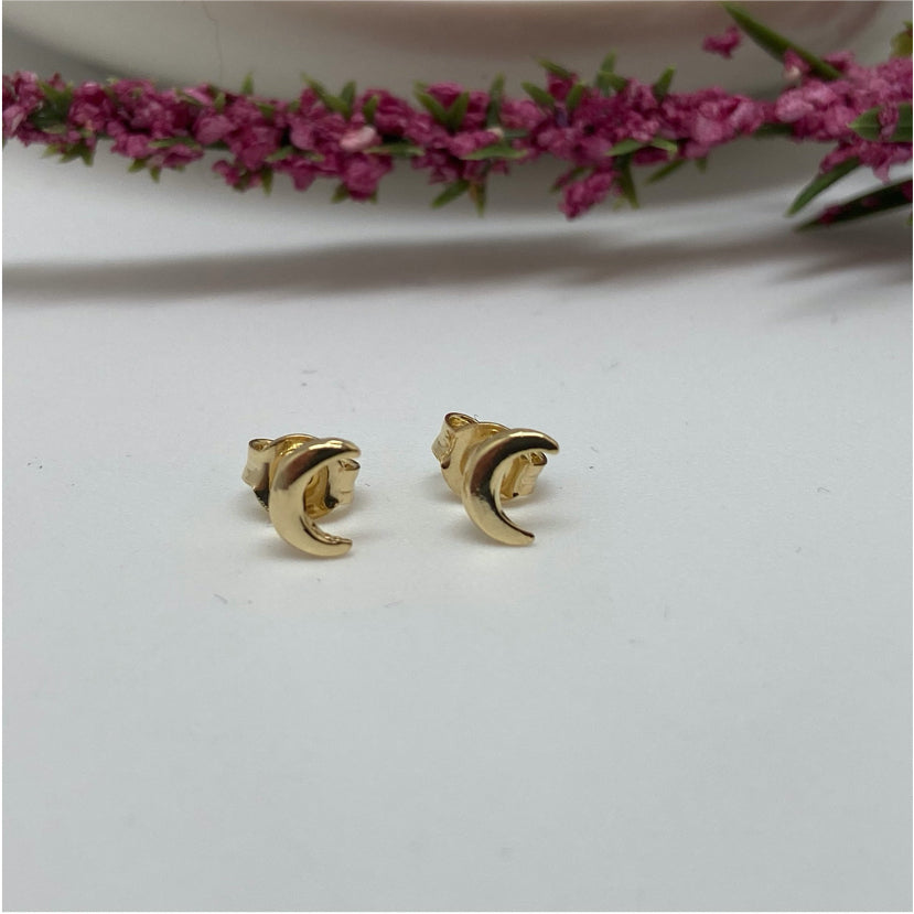XO138 Aro Mini Luna Lisa 6 mm Aro Baño Oro Aros Bañados en Oro y Plata hecho de Bronce Bañado en Oro 18K Joyas Bañadas en Oro