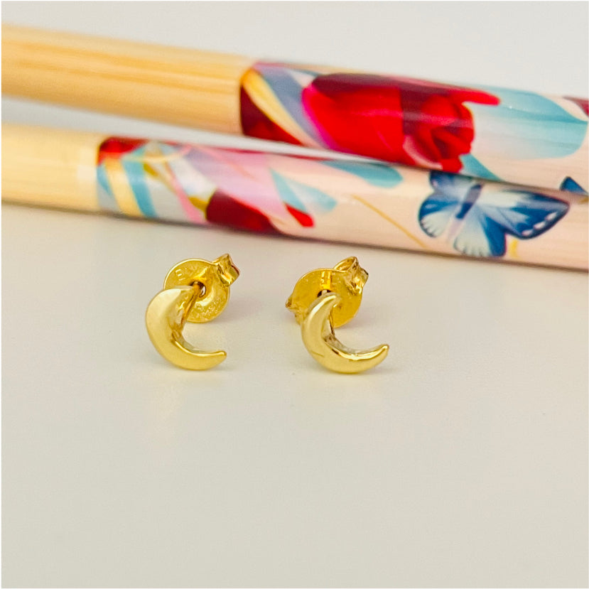 XO138 Aro Mini Luna Lisa 6 mm Aro Baño Oro Aros Bañados en Oro y Plata hecho de Bronce Bañado en Oro 18K Joyas Bañadas en Oro