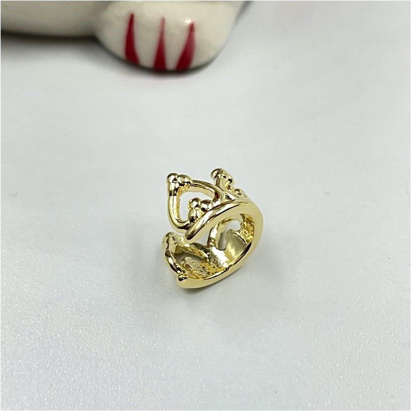 XO147 Cuff Corona 6 mm Aro Baño Oro Aros Bañadas en Oro y Plata hecho de Bronce Bañado en Oro 18K Joyas Bañadas en Oro