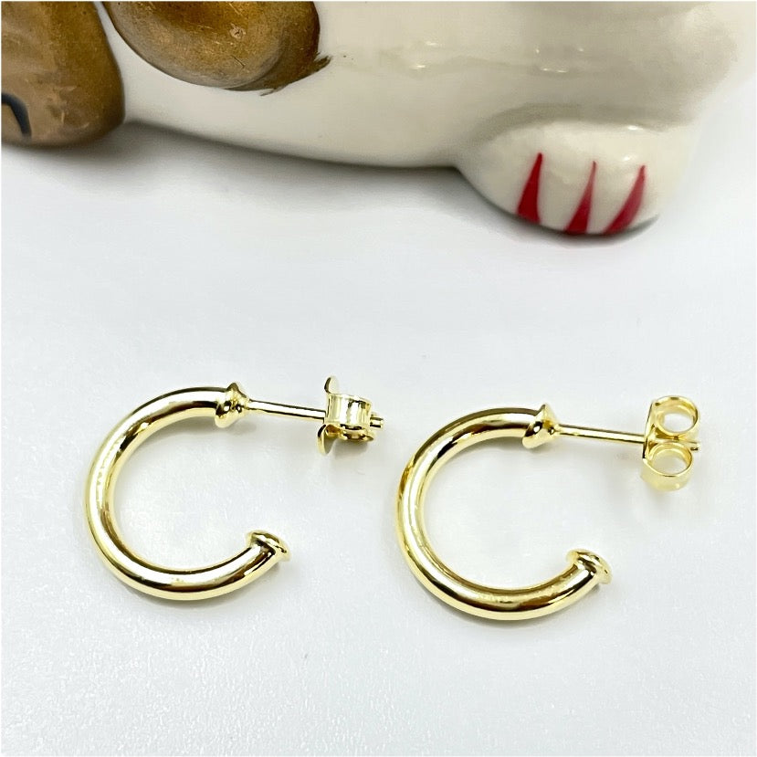 XO150 Aro Argolla Tubo diá. 13 mm espesor 2 mm Aro Baño Oro Aros Bañadas en Oro y Plata hecho de Bronce Bañado en Oro 18K Joyas Bañadas en Oro
