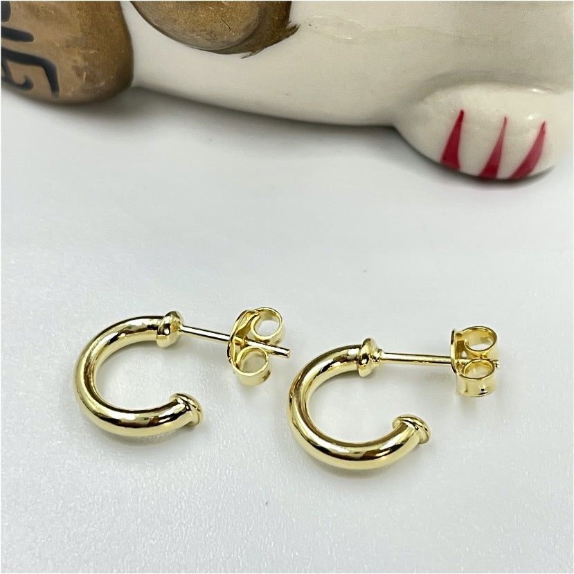 XO151 Aro Argolla Tubo diá. 9 mm espesor 2 mm Aro Baño Oro Aros Bañadas en Oro y Plata hecho de Bronce Bañado en Oro 18K Joyas Bañadas en Oro