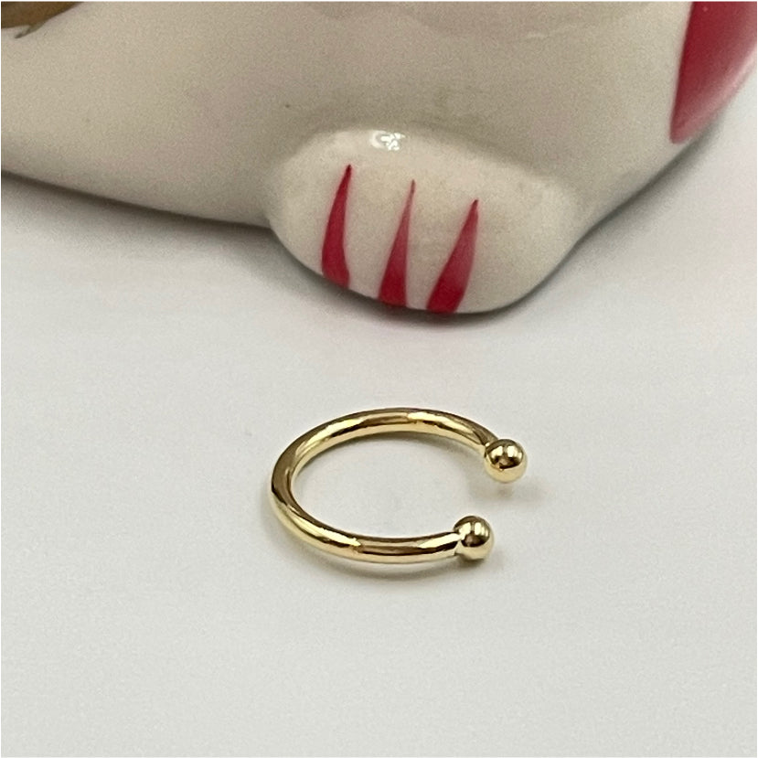 XO158 Cuff Bolitas 2 mm Aro Baño Oro Aros Bañados en Oro y Plata hecho de Bronce Bañado en Oro 18K Joyas Bañadas en Oro
