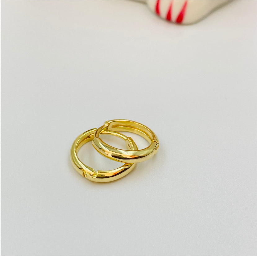 XO178 Argolla Presión 13 mm Aro Baño Oro Aros Bañados en Oro y Plata hecho de Bronce Bañado en Oro 18K