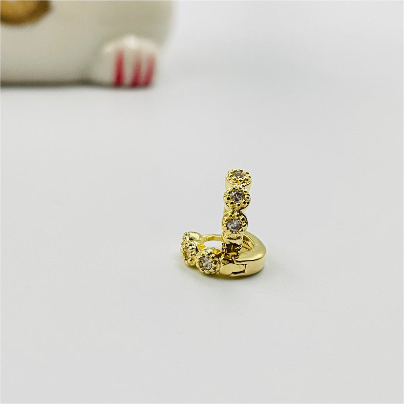 XO180 Aro Argolla 3 Circones en borde rutilado 9 mm Aro Baño Plata Aros Bañados en Oro y Plata hecho de Bronce Bañado en Oro 18K Joyas Bañadas en Oro