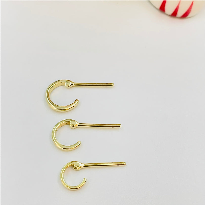 XO187 Aro Trio de pares Argolla 6 7 y 8 mm Aro Baño Oro Aros Bañados en Oro y Plata hecho de Bronce Bañado en Oro 18K Joyas Bañadas en Oro