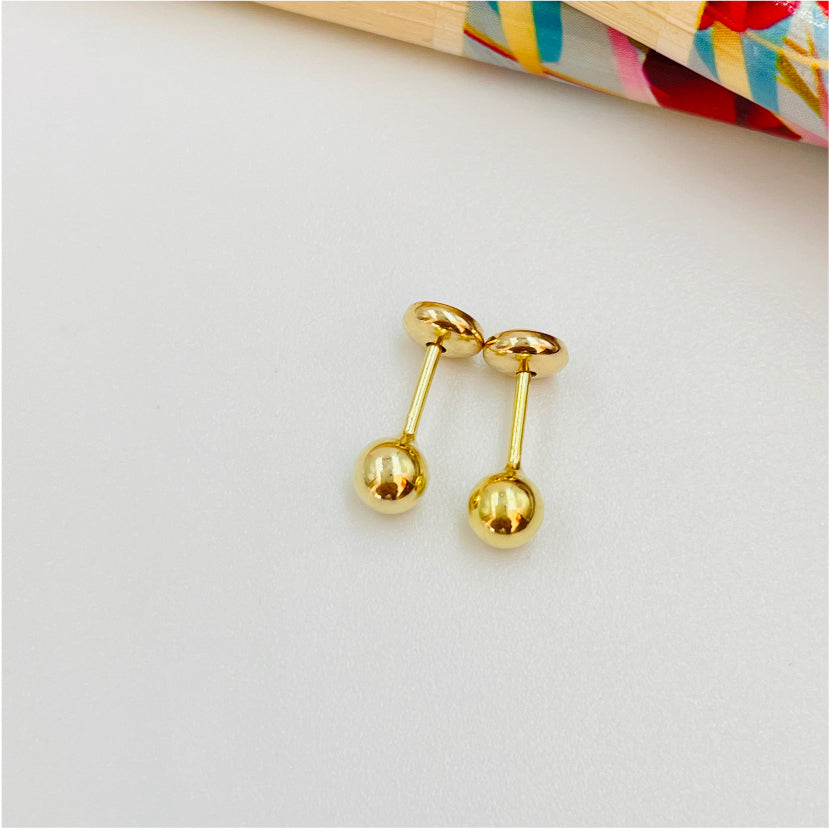 XO203 Aro Bolita 4 mm con tope cerrado Aro Baño Oro Aros Bañados en Oro y Plata hecho de Bronce Bañado en Oro 18K Joyas Bañadas en Oro