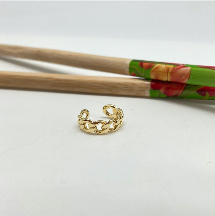 XO226 Cuff Cadena Grumet 14x4.5 mm Aro Baño Oro Aros Bañados hecho de Bronce Bañado en Oro 18K Joyas Bañadas en Oro