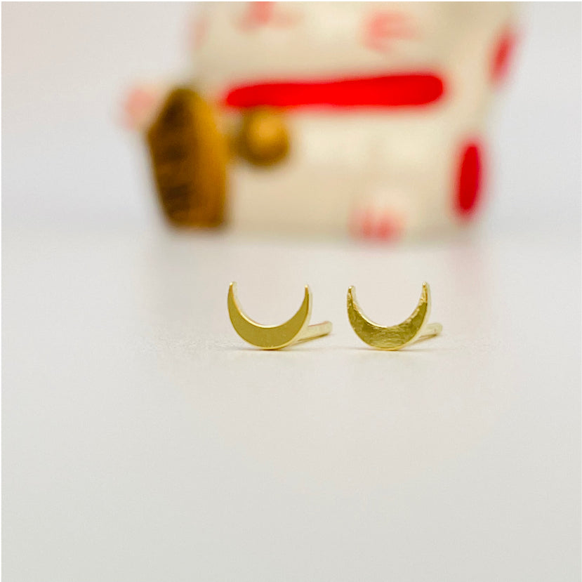 XO91 Aro Luna Gordita 6 mm Aro Baño Oro Aros Bañados en Oro y Plata hecho de Bronce Bañado en Oro 18K