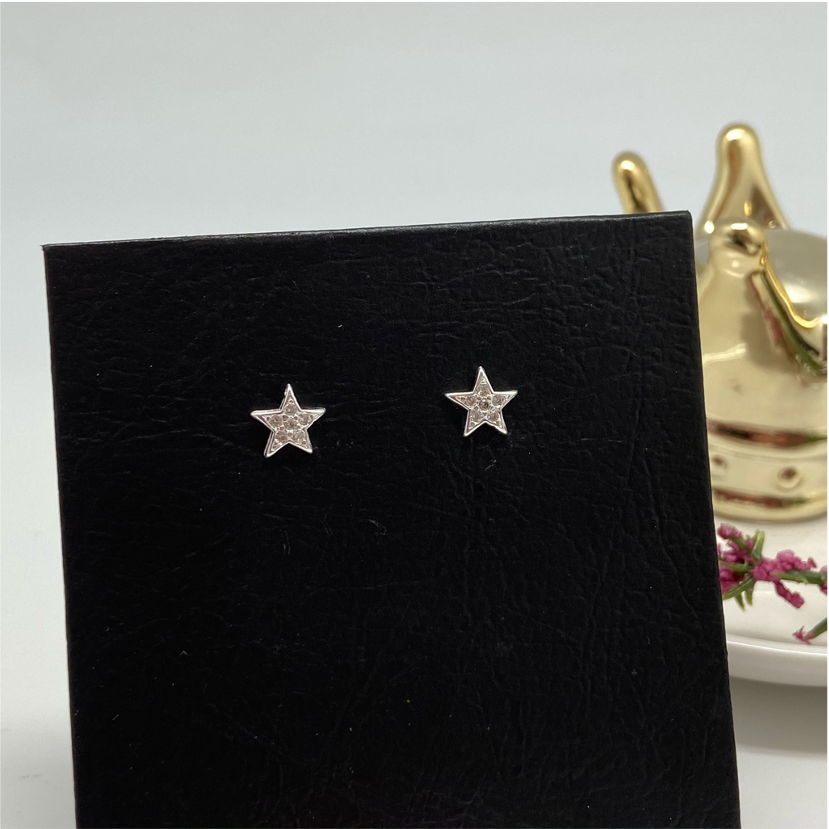 XP141 Aro Estrella Con circones cristal 8 mm Aro Baño Plata Aros Bañados en Oro y Plata hecho de Bronce Bañado en Plata 50 ml Joyas Bañadas en Plata