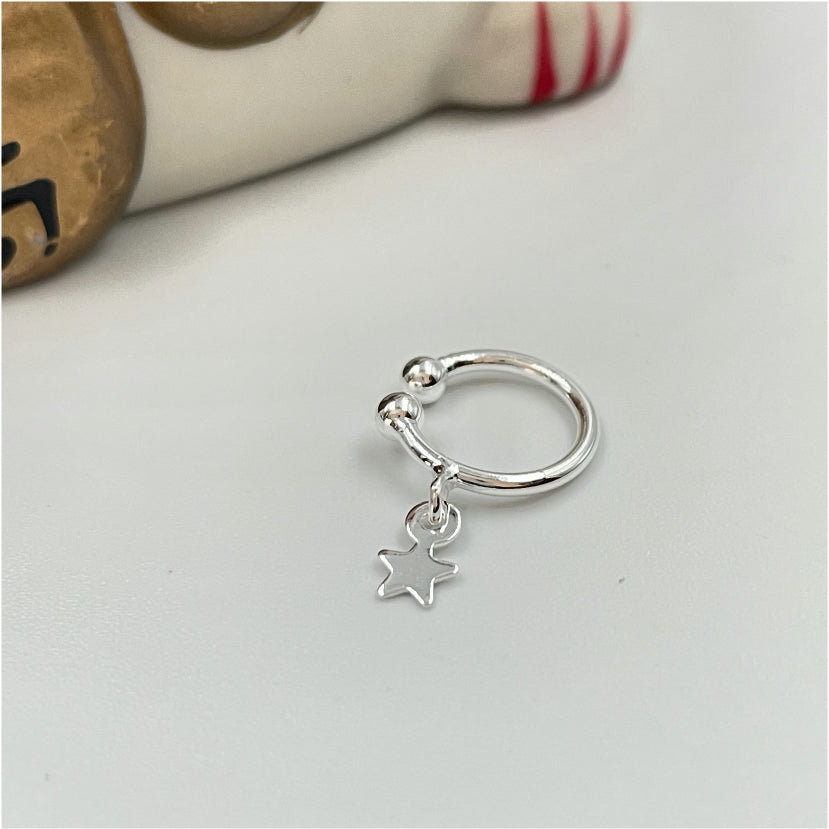 XP153 Cuff con Estrellita Aro Baño Plata Aros Bañados en Oro y Plata hecho de Bronce Bañado en Plata 50 ml Joyas Bañadas en Plata