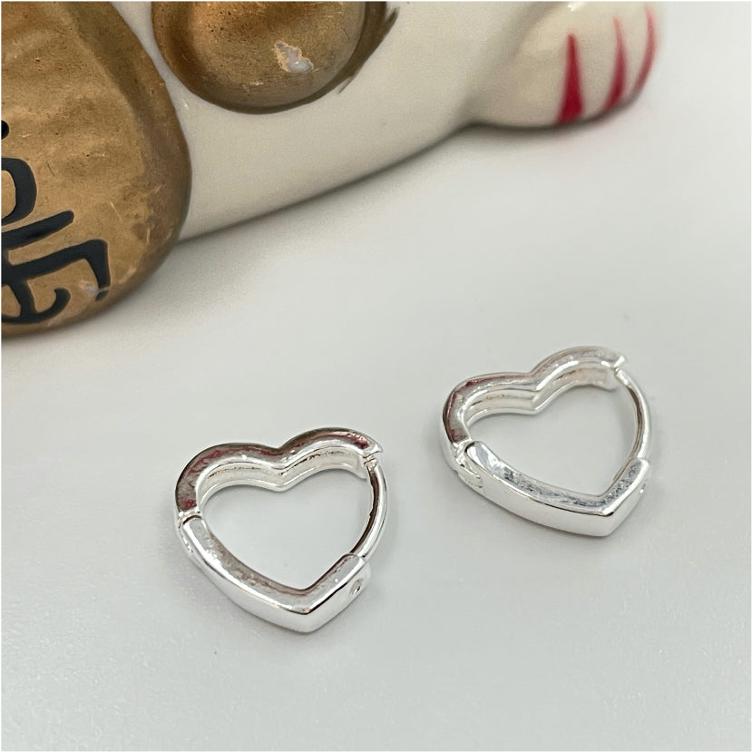 XP154 Aro Argolla Corazón de Presión 12x10 mm ancho 2 mm Aro Baño Plata Aros Bañados en Oro y Plata hecho de Bronce Bañado en Plata 50 ml Joyas Bañadas en Plata