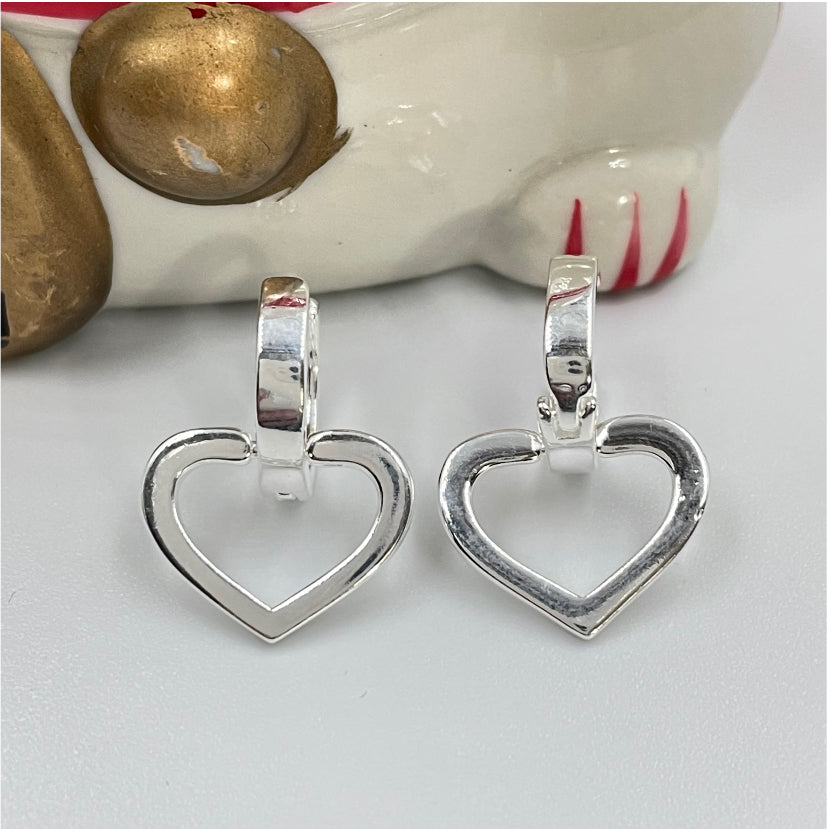 XP164 Aro Argolla Articulada de 3 mm espesor Corazón Calado Colgante 11 mm más argolla 8 mm Aro Baño Plata Aros Bañados en Oro y Plata hecho de Bronce Bañado en Plata 50 ml