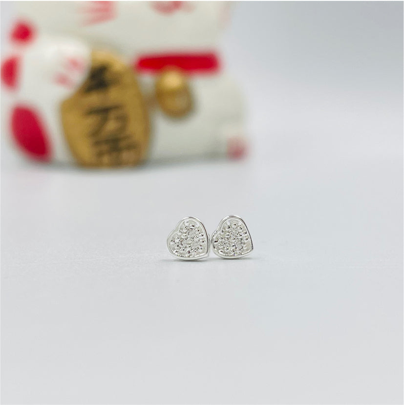 XP171 Aro Mini Corazón 5 mm Aro Baño Plata Aros Bañados en Oro y Plata hecho de Bronce Bañado en Plata 50 ml