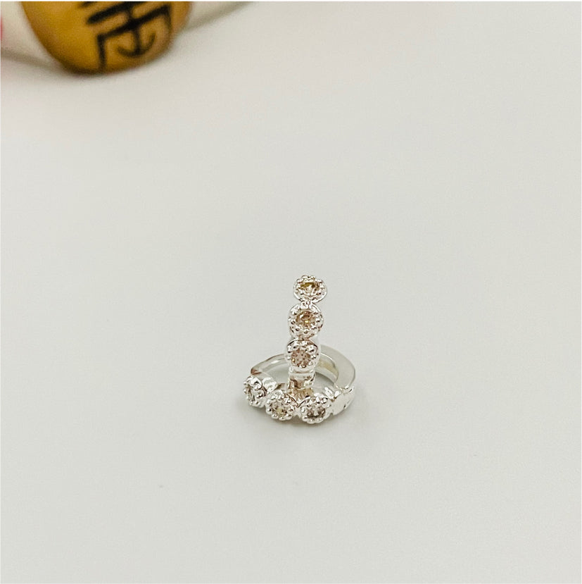 XP180 Aro Argolla 3 Circones en borde rutilado 9 mm Aro Baño Plata Aros Bañados en Oro y Plata hecho de Bronce Bañado en Plata 50 ml Joyas Bañadas en Plata