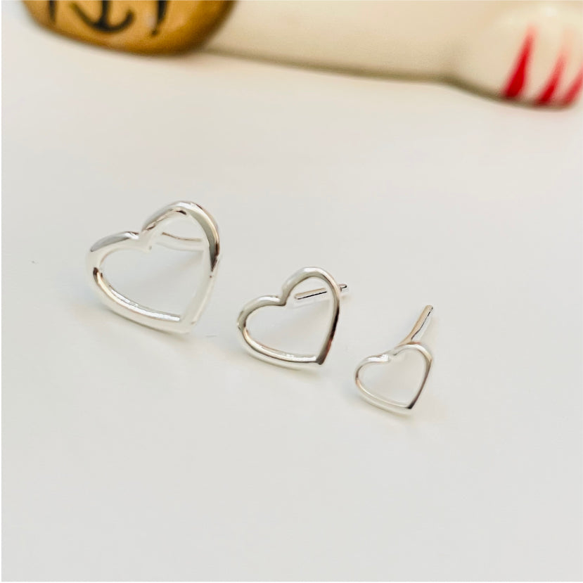 XP184 Aro Trio de pares Corazón 9 7 y 5 mm Aro Baño Plata Aros Bañados en Oro y Plata hecho de Bronce Bañado en Plata 50 ml Joyas Bañadas en Plata