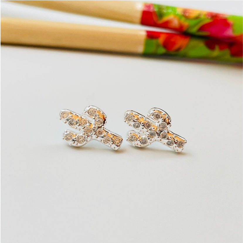 XP196 Aro Cactus con Circones 14x8 mm Aro Baño Plata Aros Bañados en Oro y Plata hecho de Bronce Bañado en Plata 50 ml Joyas Bañadas en Plata