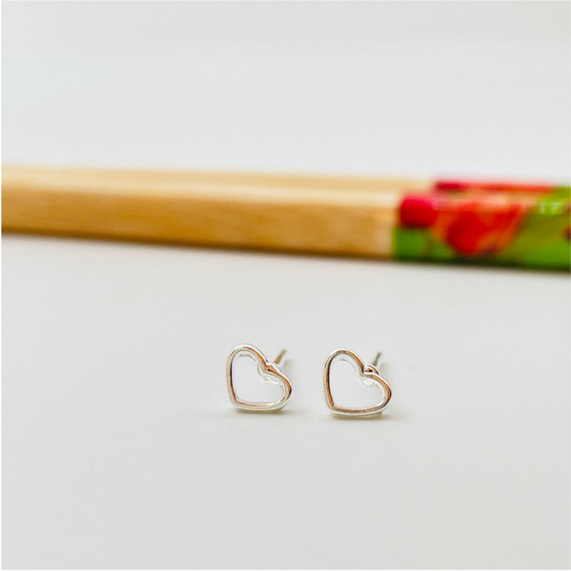 XP198 Aro Midi Corazón Calado borde abombado 7 mm Aro Baño Plata Aros Bañados en Oro y Plata hecho de Bronce Bañado en Plata 50 ml Joyas Bañadas en Plata