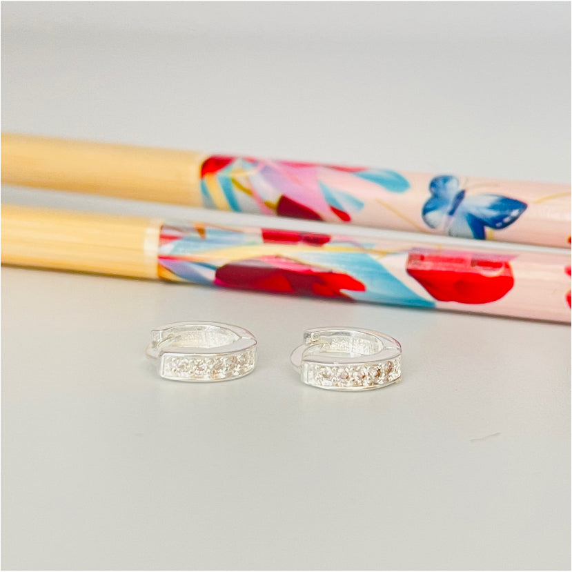 XP208 Aro Argolla Presión con Circones 10 mm 2 mm ancho Aro Baño Plata Aros Bañados en Oro y Plata hecho de Bronce Bañado en Plata 50 ml Joyas Bañadas en Plata