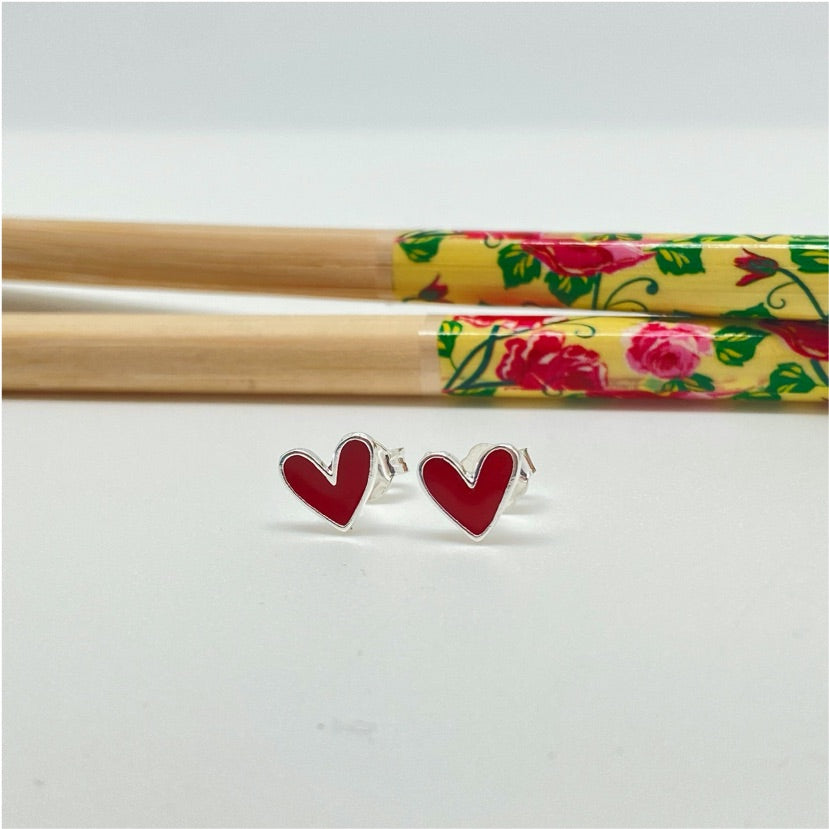 XP232 Aro Mini Corazón con resina color 7 mm Aro Baño Plata Aros Bañados hecho de Bronce Bañado en Plata 50 ml Joyas Bañadas en Plata