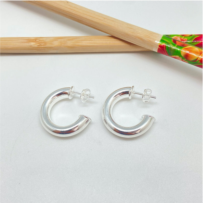 XP266 Aro Argolla Tubo Lisa 23x5 mm Aro Baño Plata Aros Bañados hecho de Bronce Bañado en Plata 50 ml Joyas Bañadas en Plata