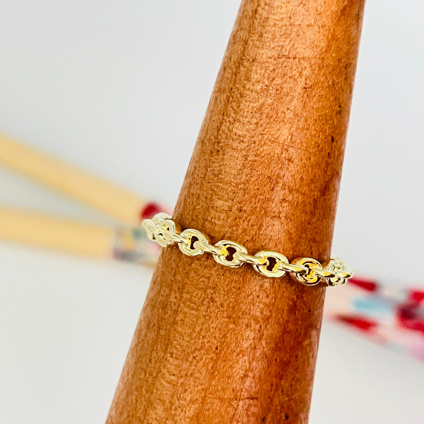 WO43 Anillo Cadena Ancho 3 mm Anillo Baño Oro Anillos Bañados en Oro y Plata hecho de Bronce Bañado en Oro 18K Joyas Bañadas en Oro