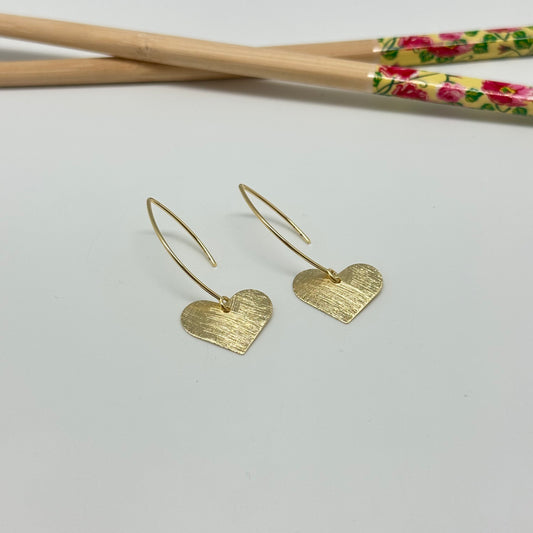 XO315 Aro Palito con colgante corazon 18 x 20 mm Largo total 45 mm Aro Baño Oro