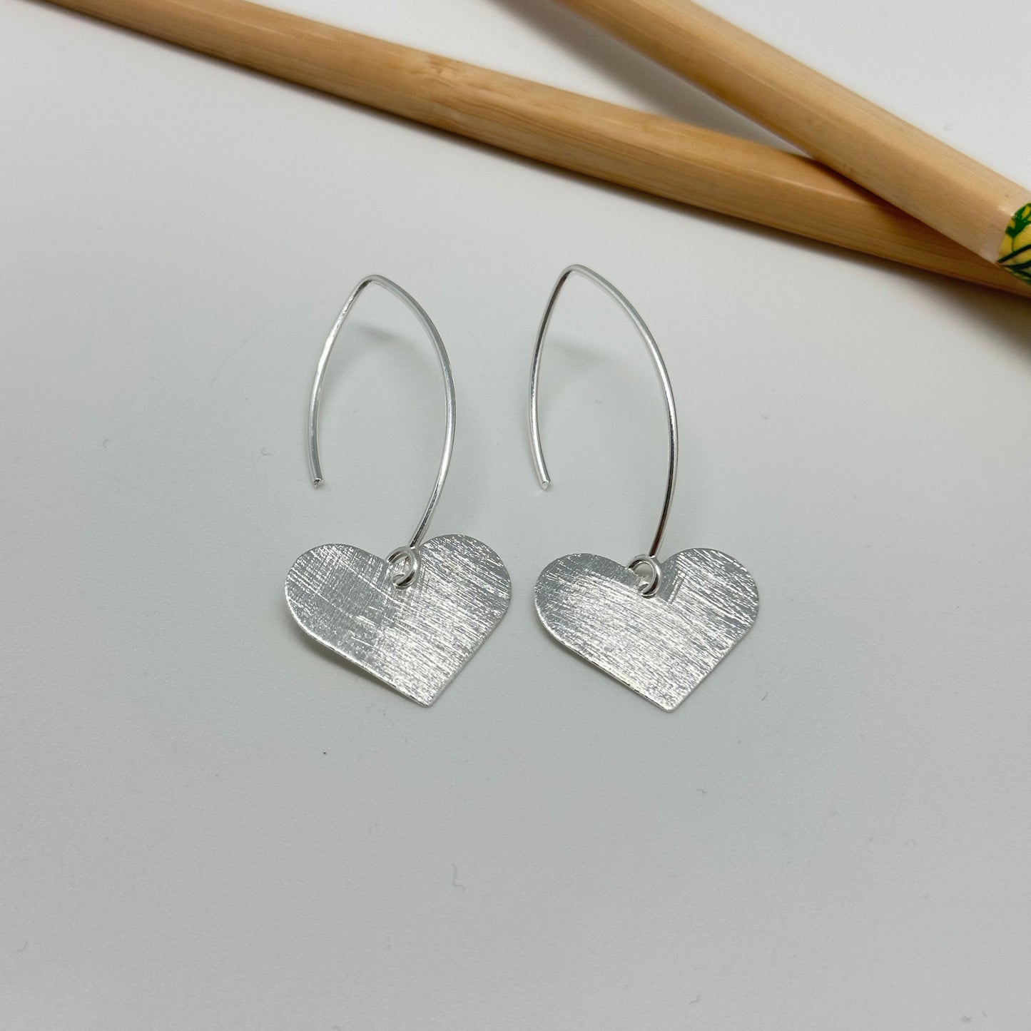 XP315 Aro Palito con colgante corazon 18 x 20 mm Largo total 45 mm Aro Baño Plata