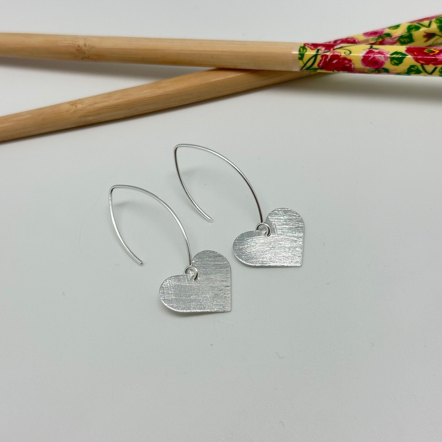 XP315 Aro Palito con colgante corazon 18 x 20 mm Largo total 45 mm Aro Baño Plata