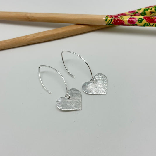 XP315 Aro Palito con colgante corazon 18 x 20 mm Largo total 45 mm Aro Baño Plata