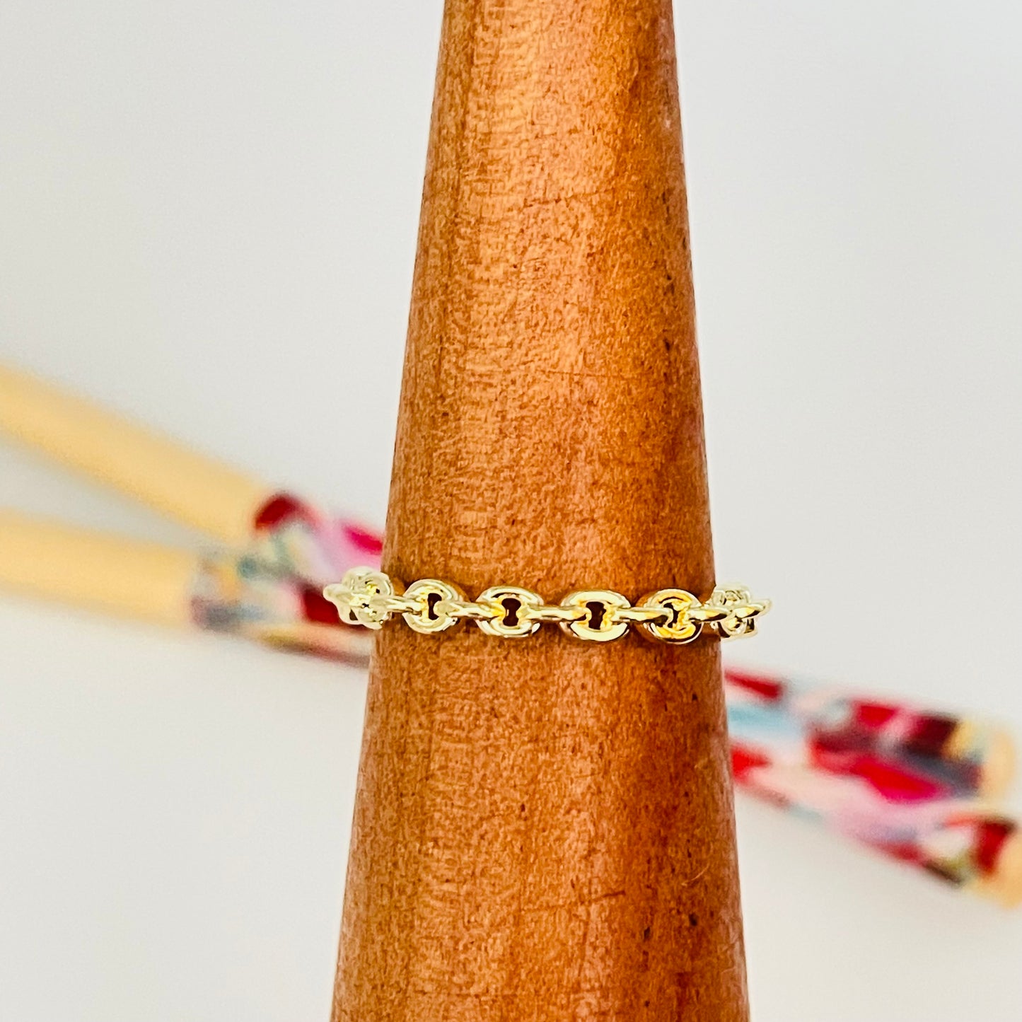 WO43 Anillo Cadena Ancho 3 mm Anillo Baño Oro Anillos Bañados en Oro y Plata hecho de Bronce Bañado en Oro 18K Joyas Bañadas en Oro