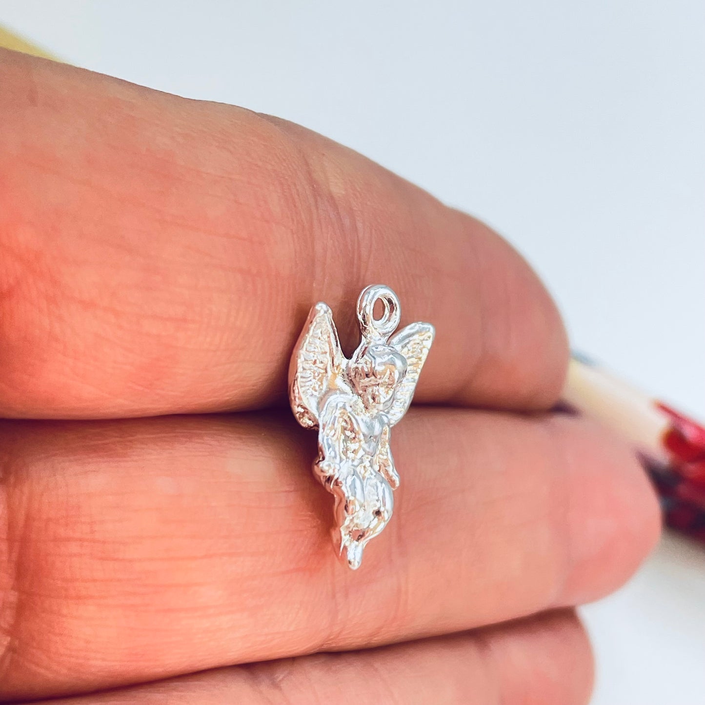 FP1222 Colgante Angel en relieve tipo 3D 17 x 13 mm Espesor 1.1 mm Figura Baño Plata