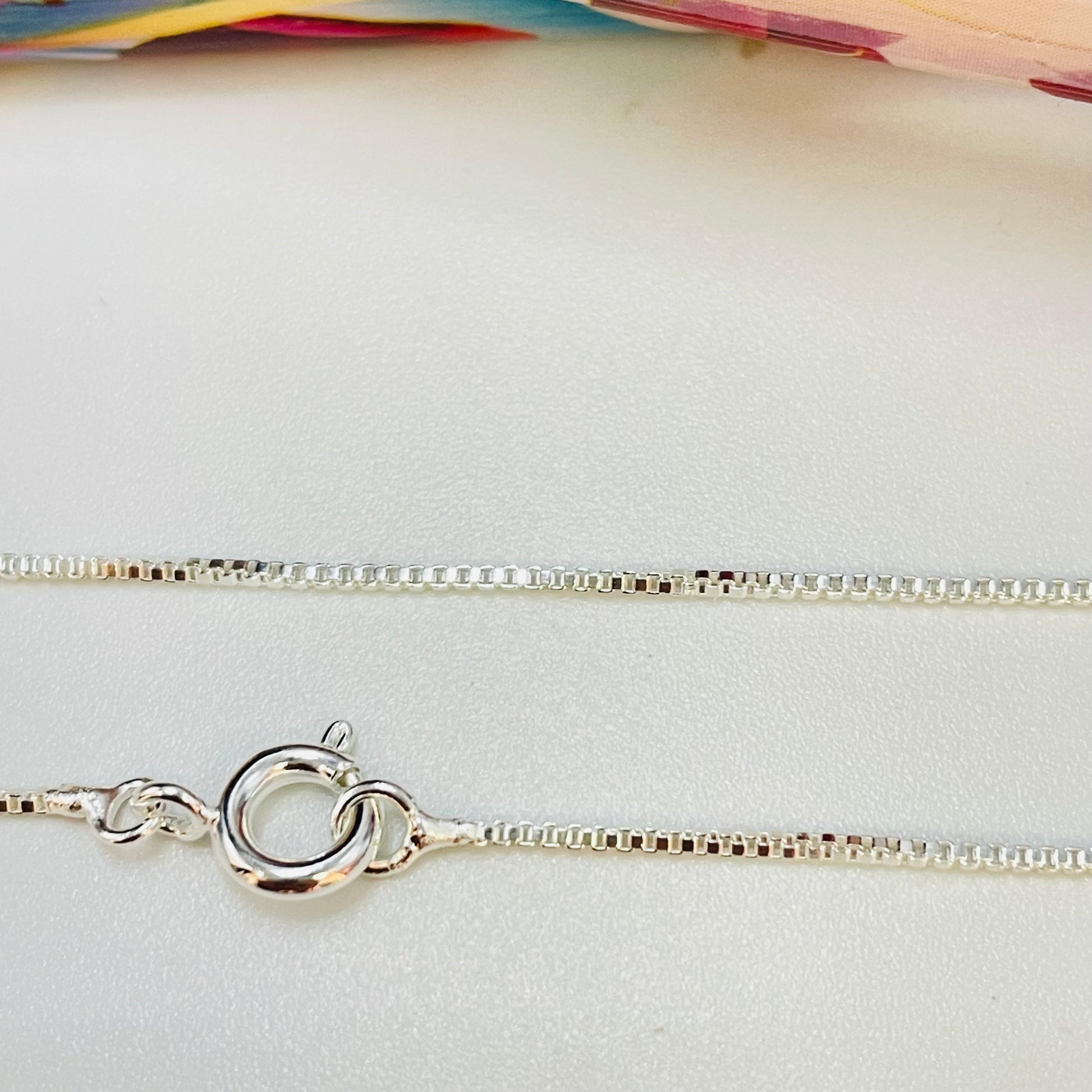 CP121 Cadena Veneciana 0.8 mm 45 cm Cadena Baño Plata Cadenas Bañadas en Oro y Plata hecho de Bronce Bañado en Plata 50 ml Joyas Bañadas en Plata