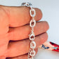 PP16 Pulsera Eslabones Candado con rayitas 17 cm mas extensor 5 cm Eslabón 8 x 6 mm Espesor 1.2 mm Pulsera Baño Plata