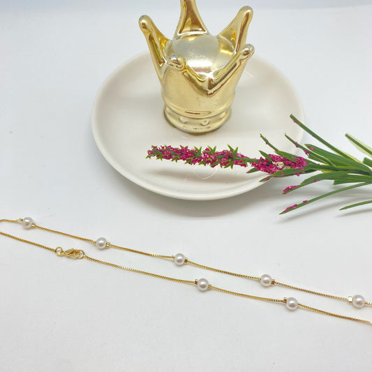 CO182 Collar Perlas Cadena Veneciana diá. 5 mm Largo 60 cm Collar Terminado Baño Oro Cadenas Bañadas hecho de Bronce Bañado en Oro 18K Joyas Bañadas en Oro