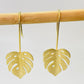 Joyas por Mayor Joyas Bañadas en Oro por Mayor Insumos para Joyas XO481 Aro Hoja Monstera 20 x 16 mm Espesor 1.2 mm con Gancho Largo Total 42 mm Aro Baño Oro