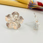 Joyas por Mayor Joyas Bañadas en Plata por Mayor Insumos para Joyas BP115 Base de Aro Flor 5 Pétalos Estambres Lijada Argolla Posterior 20 mm Espesor 0.8 mm Base de Aro Baño Plata