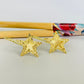XO387 Aro Colgante con gancho Estrella borde martelado y estrella en relieve 22 x 20 mm Largo Total 35 mm Aro Baño Oro Aros Bañados hecho de Bronce Bañado en Oro 18K Joyas Bañadas en Oro