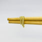 XO548 Cuff 3 argollas unidas 15 13 y 11 mm bolitas 1.8 mm Ancho total 7.5 mm Aro Baño Oro