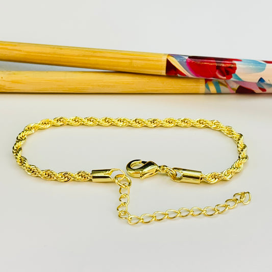 Joyas por Mayor Joyas Bañadas en Oro por Mayor Insumos para Joyas PO31 Pulsera Tourbillon Espesor 3 mm Largo 16 cm más extensor de 5 cm Pulsera Baño Oro