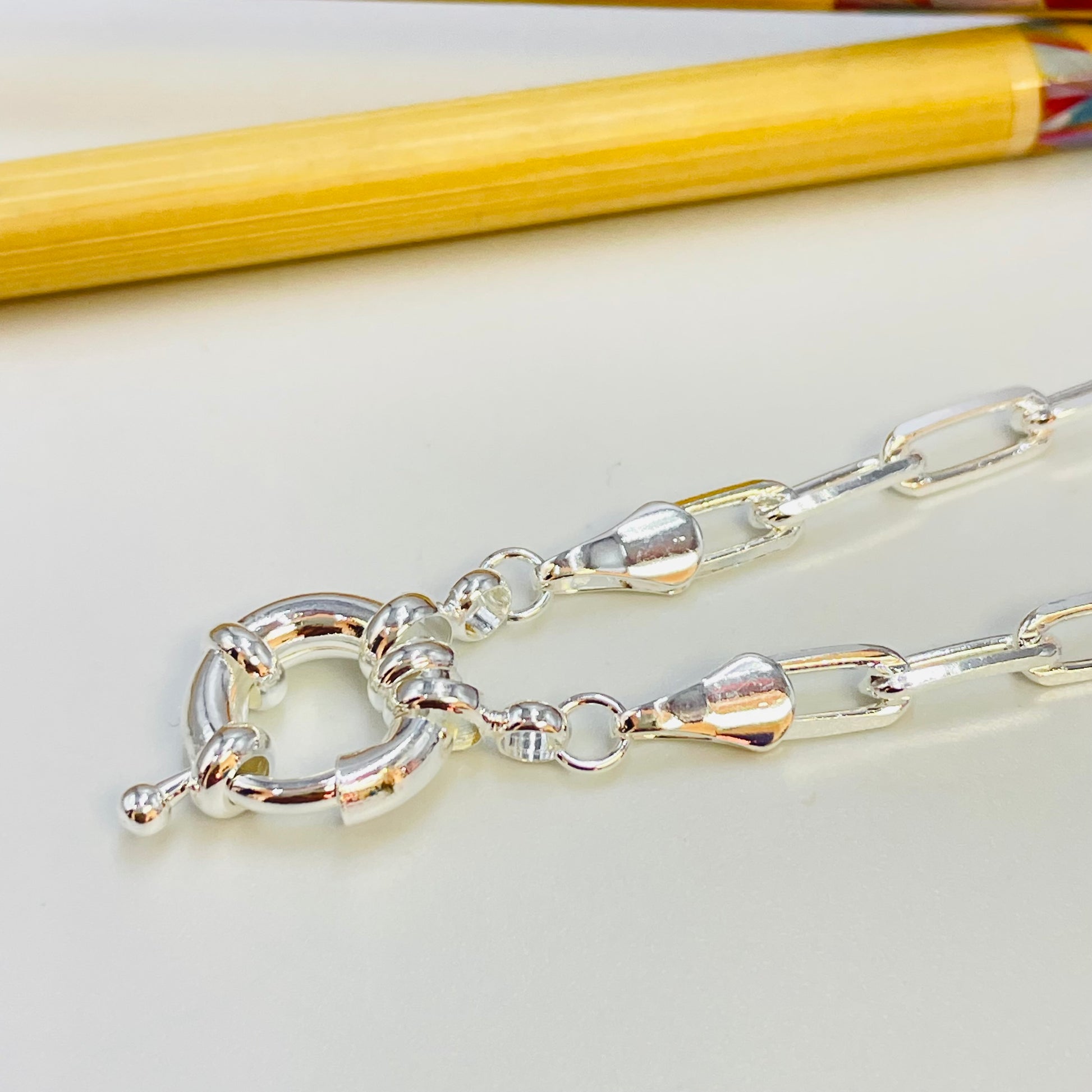 CP65 Cadena Cartier Diamantada Eslabón 9x4 mm 1.2 mm 45cm Terminada Broche Timón Cadena Baño Oro Cadena por Metro Baño Plata Cadenas Bañadas hecho de Bronce Bañado en Plata 50 ml Joyas Bañadas en Plata