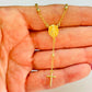 PO33 Pulsera Rosario Decenario Virgen Aparecida Cadena Bolitas 2.8 mm Largo 20 cm Largo Cadena y Cruz 3.5 cm Pulsera Baño Oro
