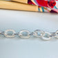 PP16 Pulsera Eslabones Candado con rayitas 17 cm mas extensor 5 cm Eslabón 8 x 6 mm Espesor 1.2 mm Pulsera Baño Plata
