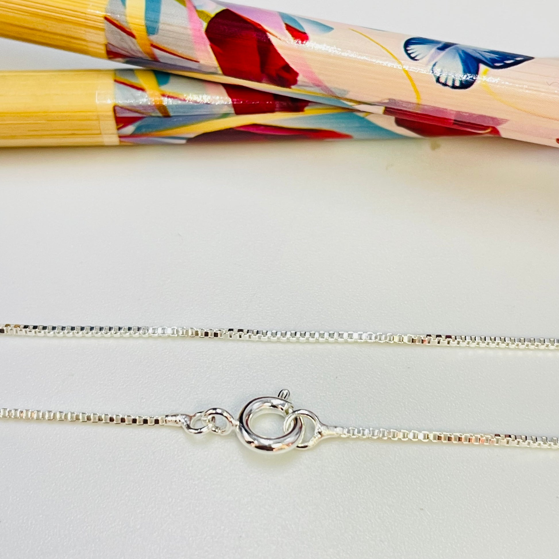 CP121 Cadena Veneciana 0.8 mm 45 cm Cadena Baño Plata Cadenas Bañadas en Oro y Plata hecho de Bronce Bañado en Plata 50 ml Joyas Bañadas en Plata