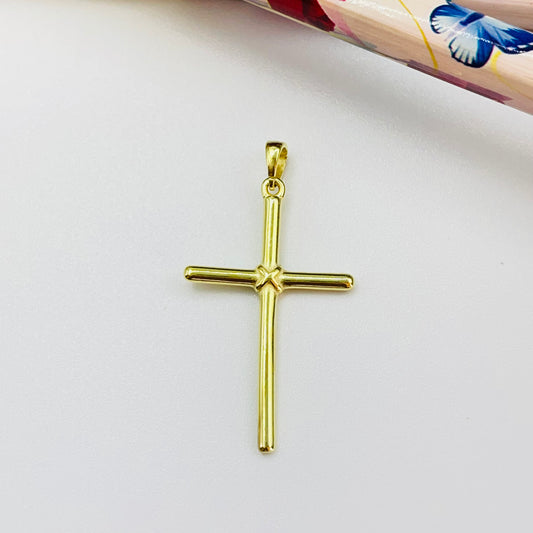 Joyas por Mayor Joyas Bañadas en Oro por Mayor Insumos para Joyas FO1217 Colgante Cruz 31 x 19 mm más valier de 6 mm Espesor Ancho 2 mm Espesor 1.5 mm Figura Baño Oro