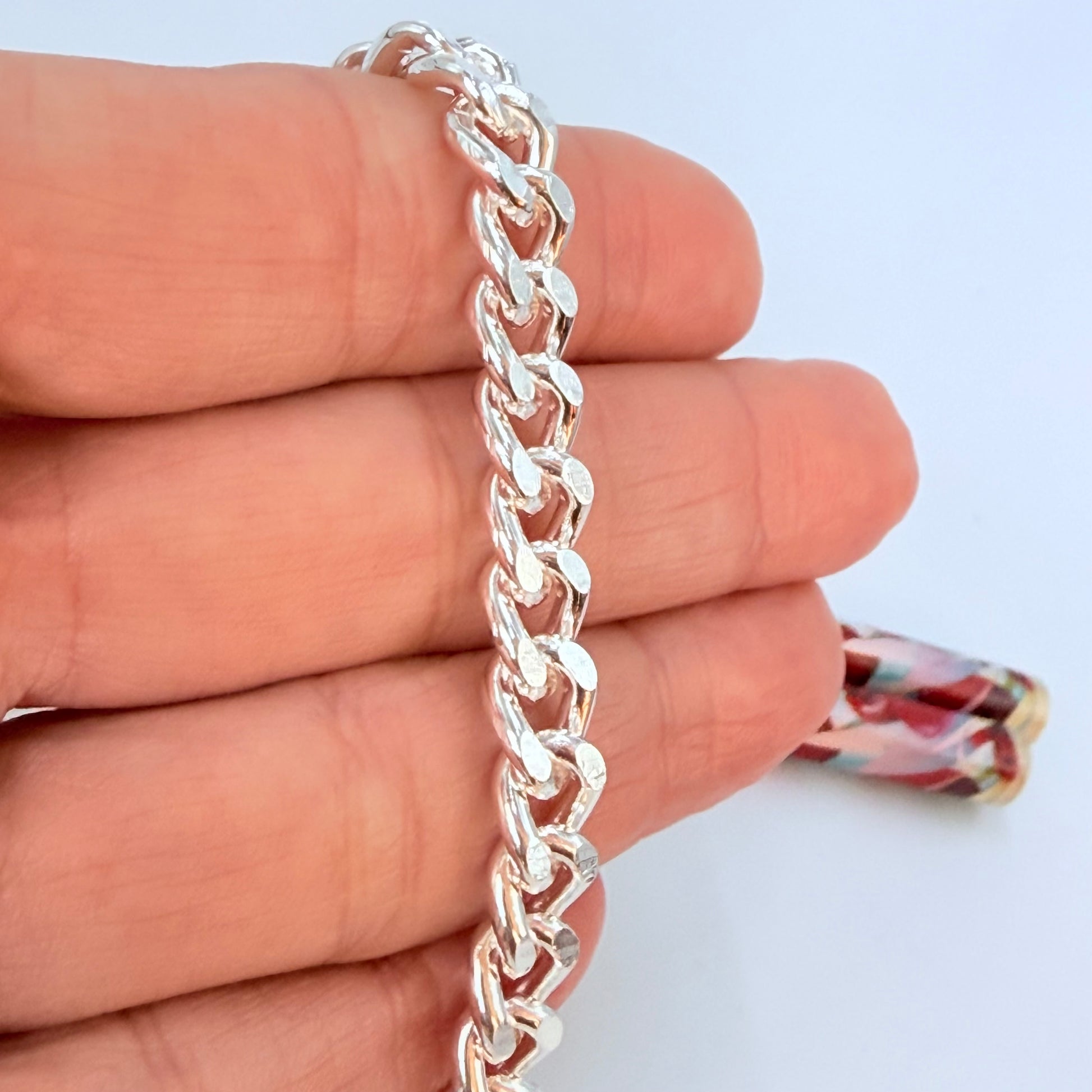 PP05 Pulsera Grumet Ancho 7.5 mm Eslabón 9 mm Largo 17.5 cm más extenso Pulsera Baño Plata Accesorios Varios hecho de Bronce Bañado en Plata 50 ml Joyas Bañadas en Plata