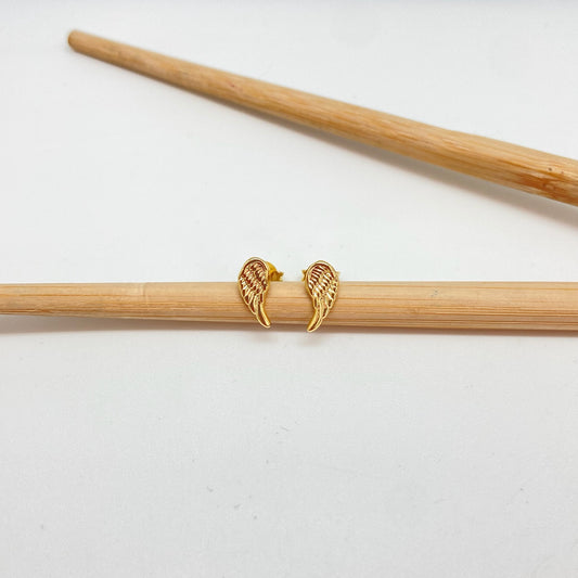XO287 Aro 1 alita 11 x 6 mm Aro Baño Oro Aros Bañados hecho de Bronce Bañado en Oro 18K Joyas Bañadas en Oro